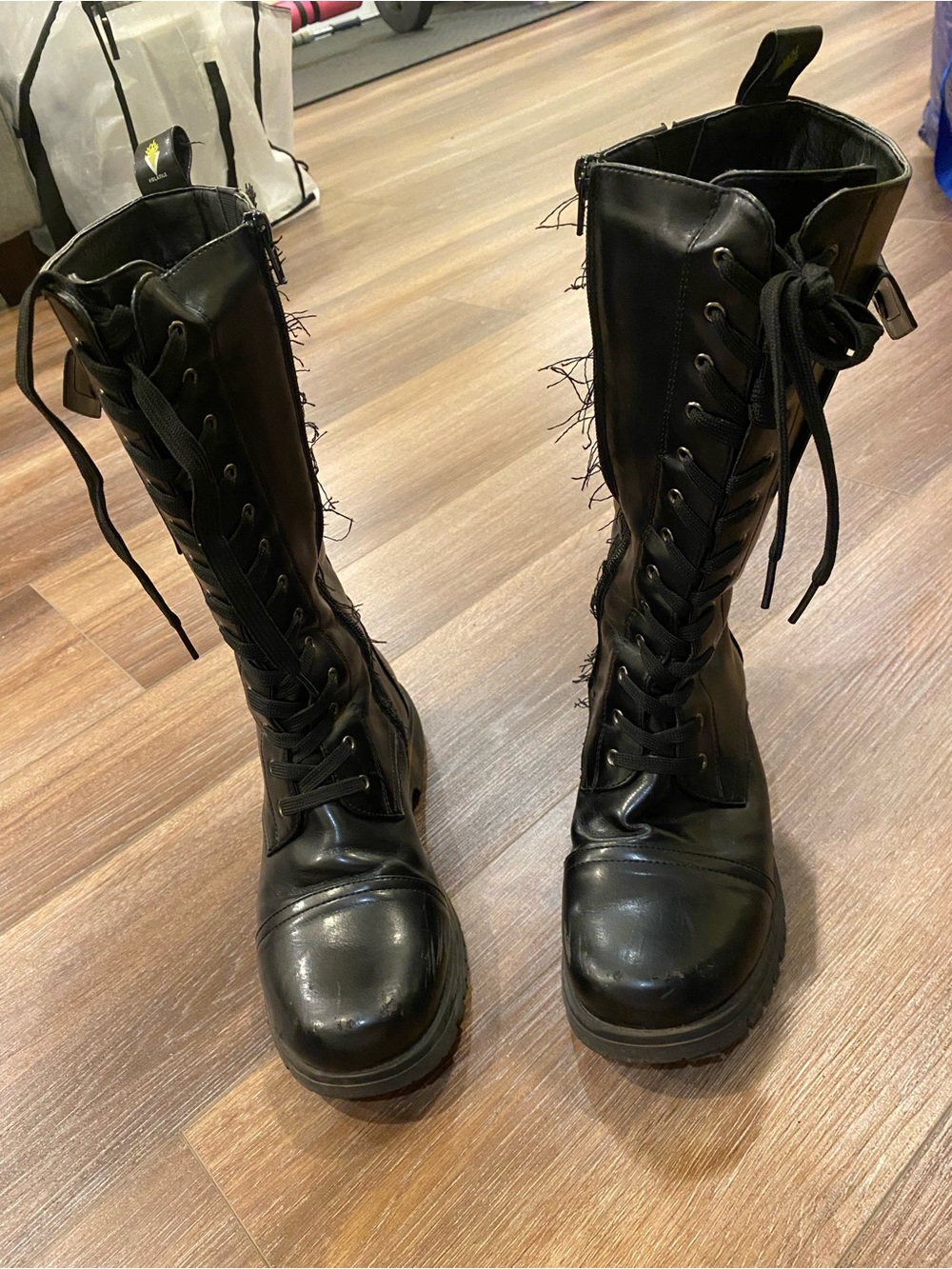 Black Lace-Up Combat Volatile Boots - Women